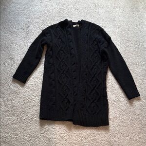 Active USA Black Cable Knit Cardigan Sweater